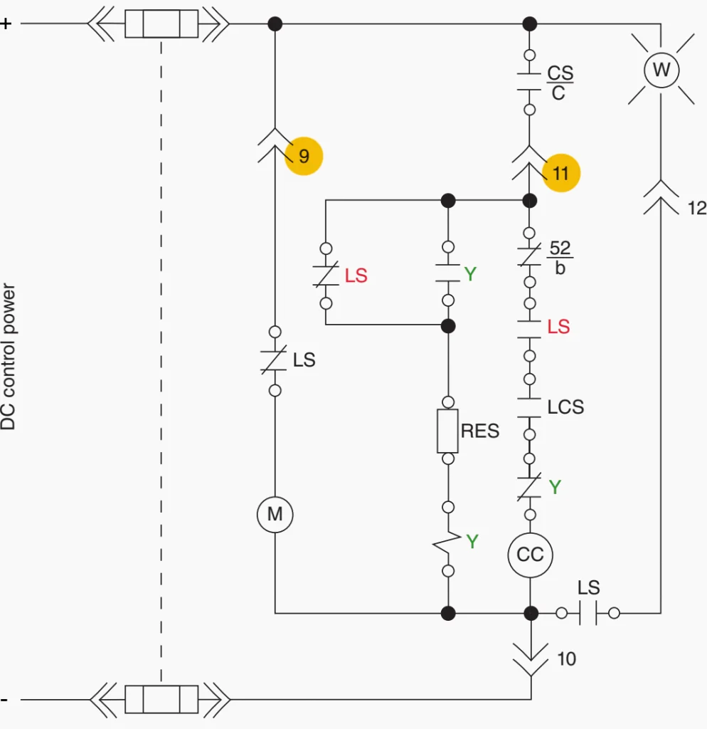 circuit breaker close circuit schematic