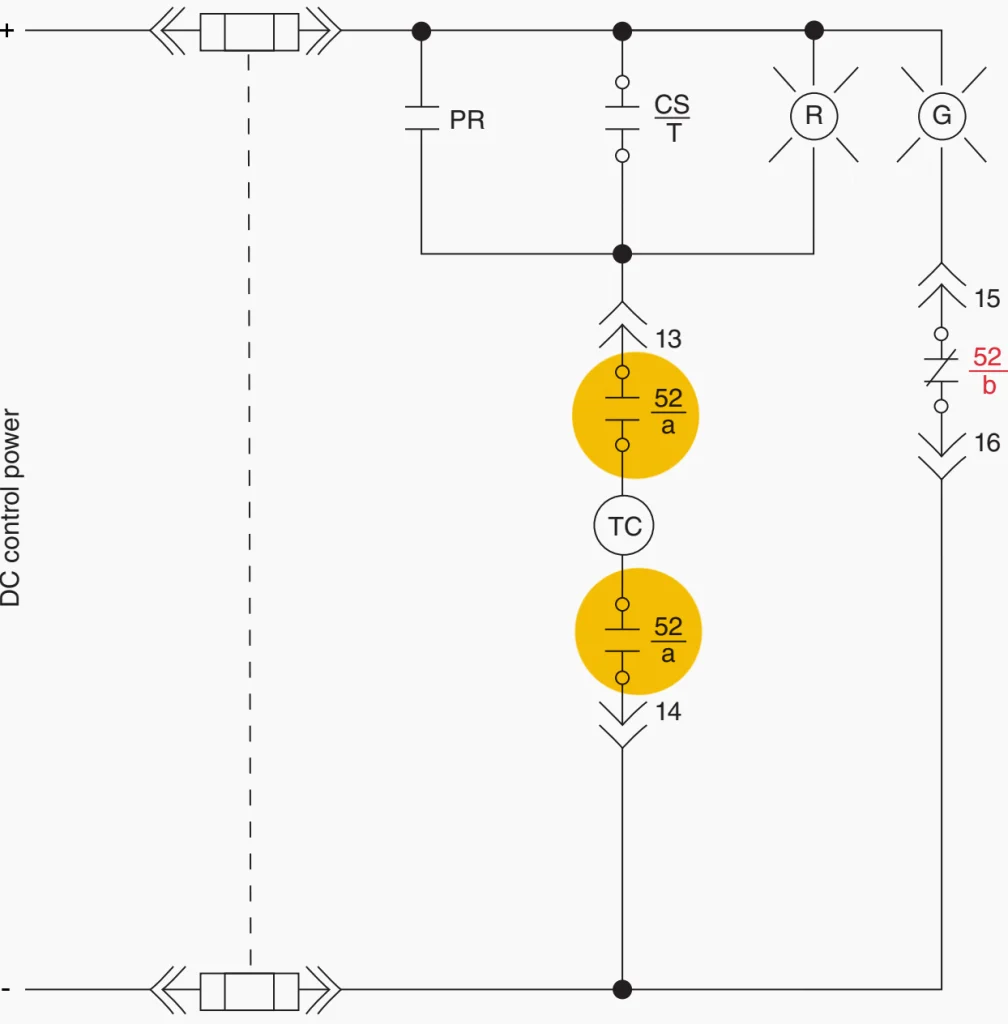 circuit breaker trip circuit schematic
